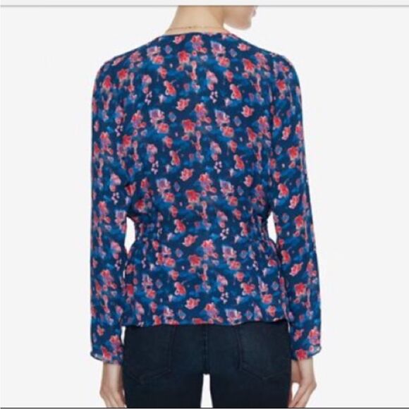 Tanya Taylor Heather Printed Silk w/ Cinch Waist in Storm Blue Top 4 NWOT - Picture 2 of 12